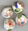 4 14mm White Cloisonné Rounds